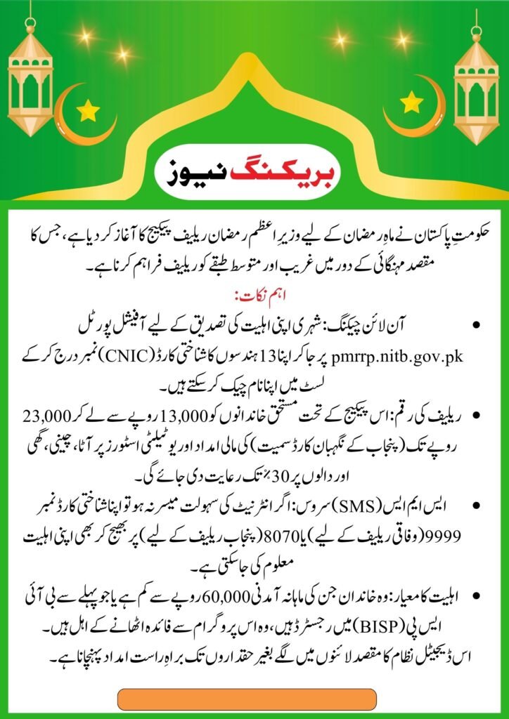 Check Your Name in Ramzan Rashan List via pmrrp.nitb.gov.pk